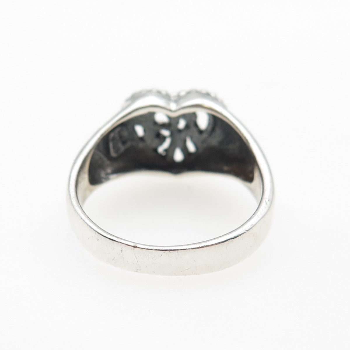 CHARLES WINSTON 925 Sterling Silver Vintage Heart Oxidized Ring Size 8.25