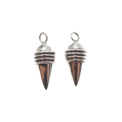 925 Sterling Silver Vintage Modernist Oxidized Jacket Earrings