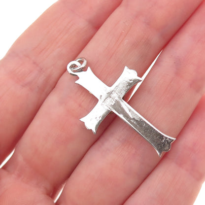 Theda 925 Sterling Silver Vintage Crucifix Cross Religious Charm Pendant