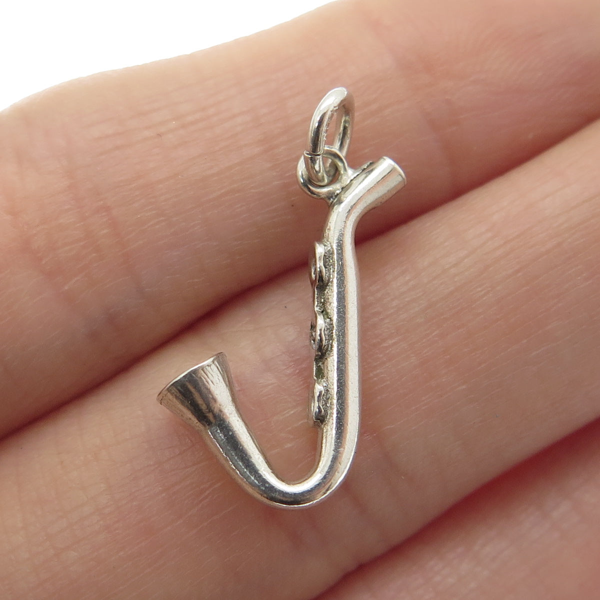 925 Sterling Silver Vintage Saxophone Minimalist Charm Pendant