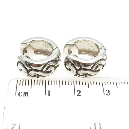 925 Sterling Silver Vintage Ornate Huggie Earrings