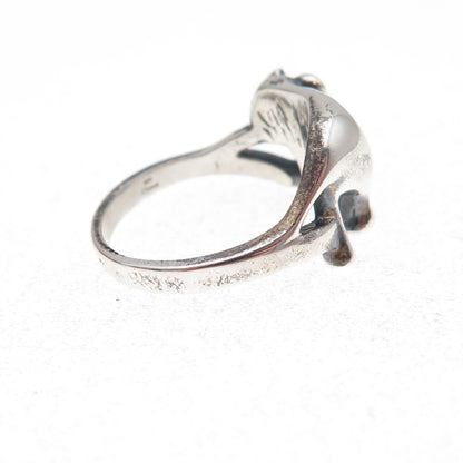 925 Sterling Silver Vintage Elephant Oxidized Ring Size 7.25