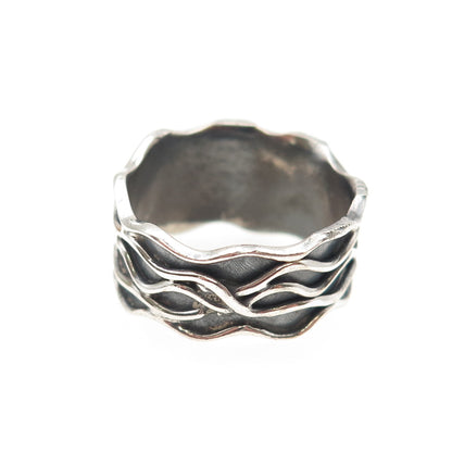 925 Sterling Silver Vintage Real Citrine Modernist Oxidized Ring Size 10