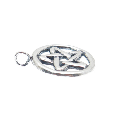 925 Sterling Silver Vintage Pentagram Oxidized Charm Pendant