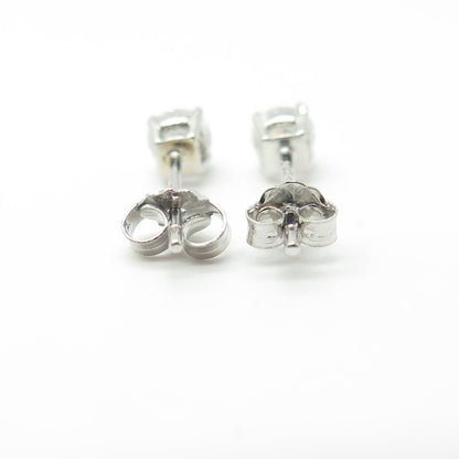 HAN 925 Sterling Silver Round-Cut Shaped C Z Stud Earrings