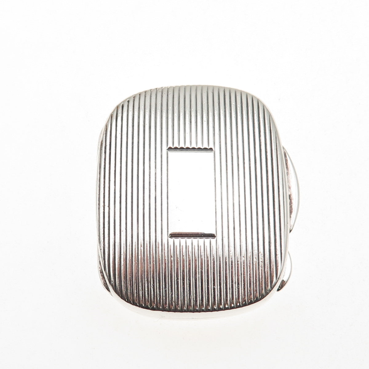 TIFFANY & CO. 925 Sterling Silver Vintage Italy Ribbed Oxidized Pill / Snuff Box
