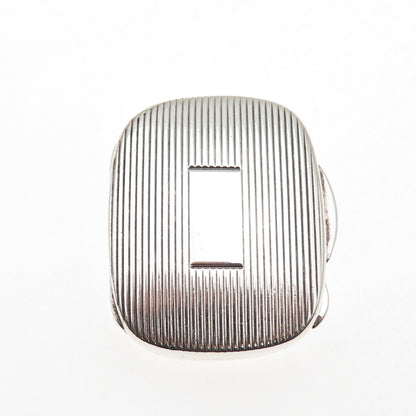 TIFFANY & CO. 925 Sterling Silver Vintage Italy Ribbed Oxidized Pill / Snuff Box