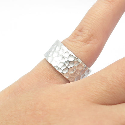 925 Sterling Silver Vintage Hammered Finish Band Ring Size 6.25