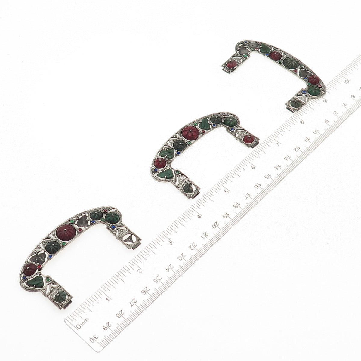 Charles Forgelot 800 Silver Antique France Gem SET of 5 Buckles (missing stones)