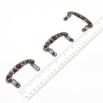 Charles Forgelot 800 Silver Antique France Gem SET of 5 Buckles (missing stones)
