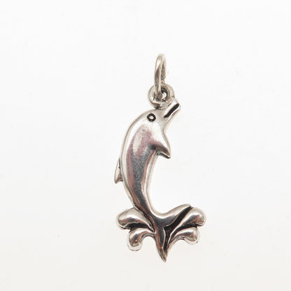 925 Sterling Silver Vintage Dolphin Mini Charm Pendant
