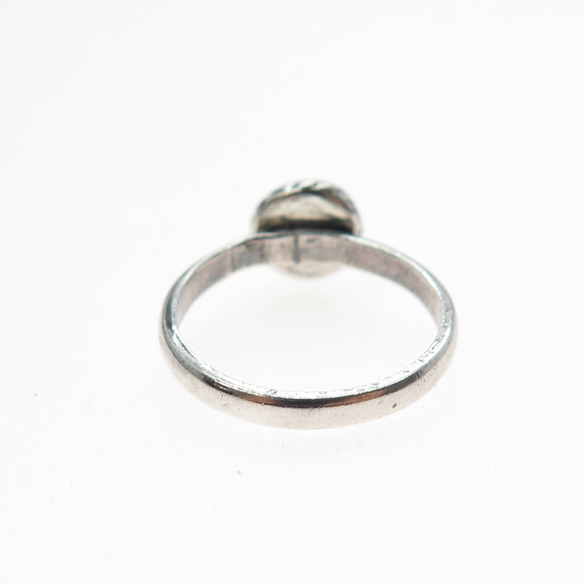 925 Sterling Silver Vintage Real Moonstone Oxidized Ring Size 5
