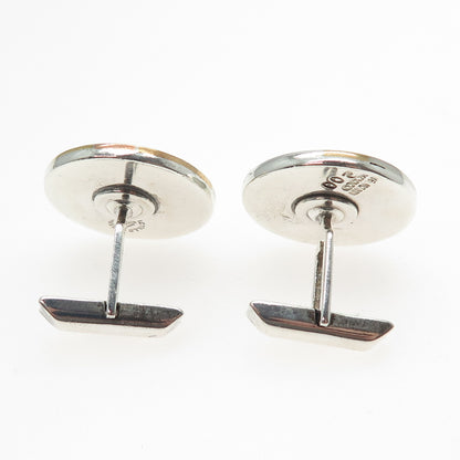 925 Sterling Silver 3-Tone Vintage Mexico Modernist Cufflinks #200