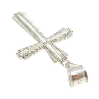 925 Sterling Silver Vintage Beaded Cross Pendant