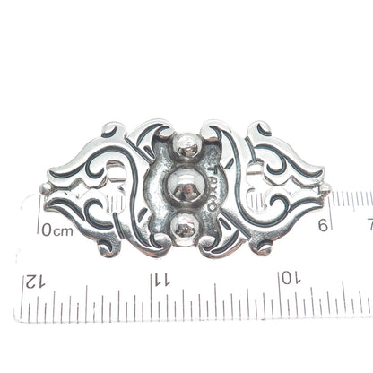 RAFAEL MELENDEZ 925 Sterling Silver Vintage Mexico Modernist Oxidized Pin Brooch