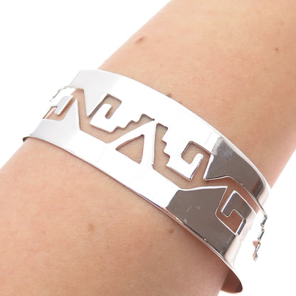 925 Sterling Silver Vintage Southwestern Tribal Symbol Adjustable Bracelet 7.5"