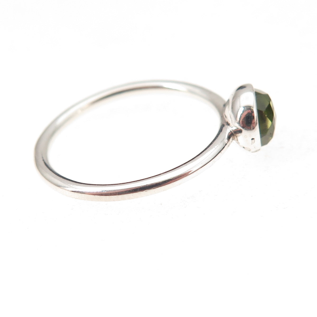 Pandora 925 Sterling Silver Real Peridot August Birthstone Droplet Ring Size 6