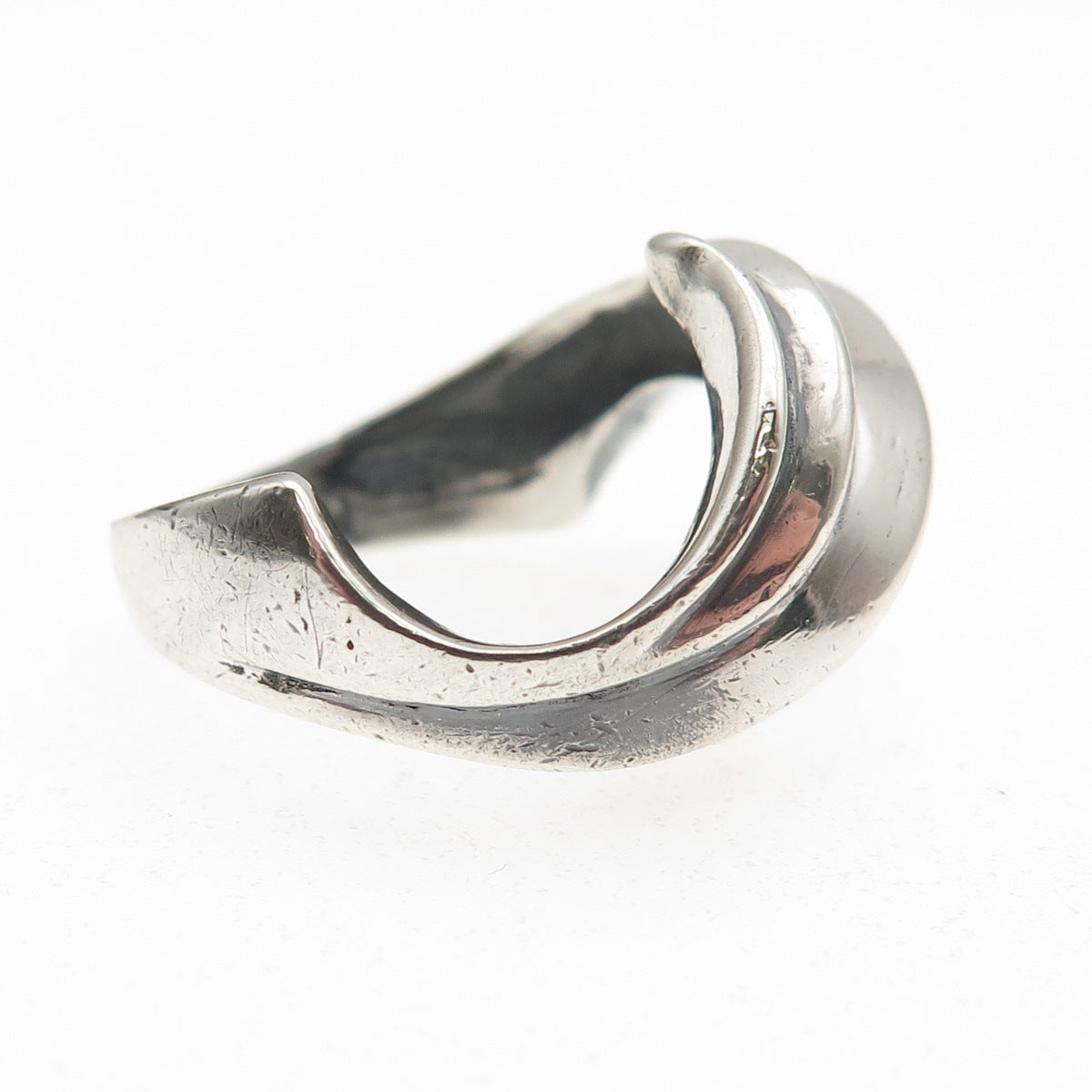 Marc 925 Sterling Silver Vintage Modernist Oxidized Ring Size 6.25