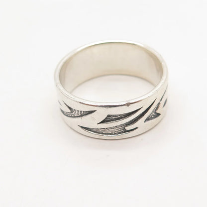 925 Sterling Silver Vintage Modernist Band Ring Size 9.25