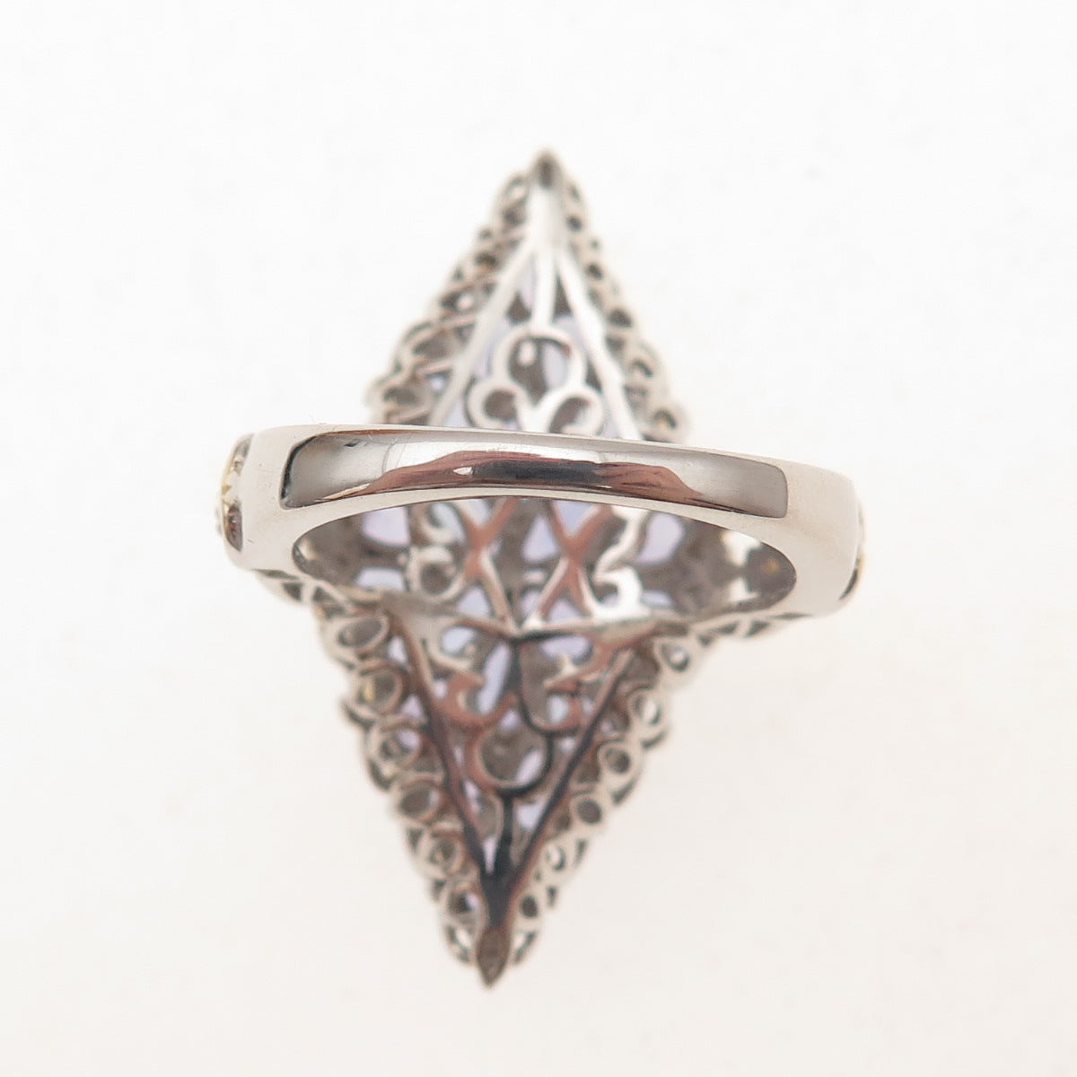 Chuck Clemency 925 Sterling Silver 2-Tone Real Tanzanite White Topaz Ring Size 8