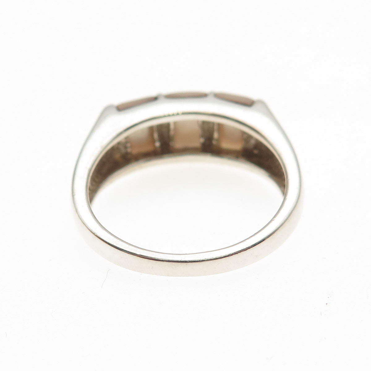 Michelle Albala 925 Sterling Silver Vintage Real MOP Modernist Ring Size 10