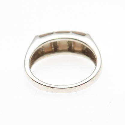 Michelle Albala 925 Sterling Silver Vintage Real MOP Modernist Ring Size 10