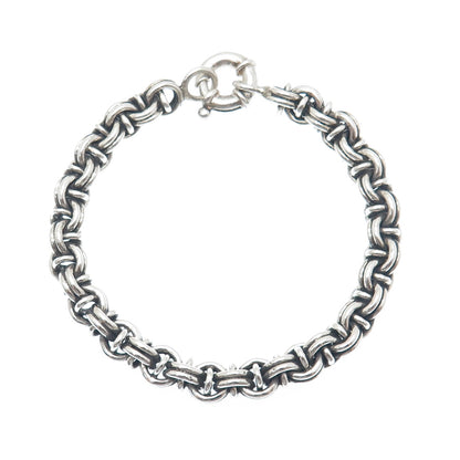 925 Sterling Silver Vintage Bismark Link Oxidized Bracelet 7"