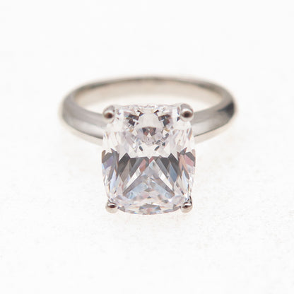 925 Sterling Silver Cushion-Cut C Z Engagement Ring Size 5