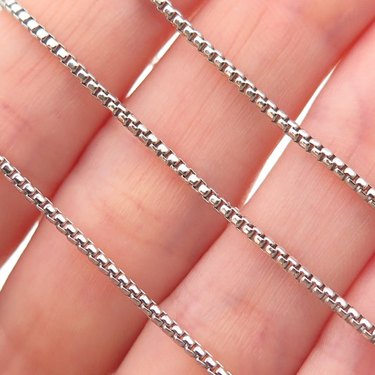 925 Sterling Silver Italy Round Box Chain Necklace 18"