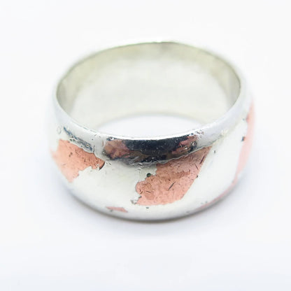 925 Sterling Silver 2-Tone Vintage Classic Band Ring Size 7.5