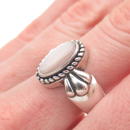 Carolyn Pollack 925 Sterling Silver Vintage Real MOP Oxidized Ring Size 8.25