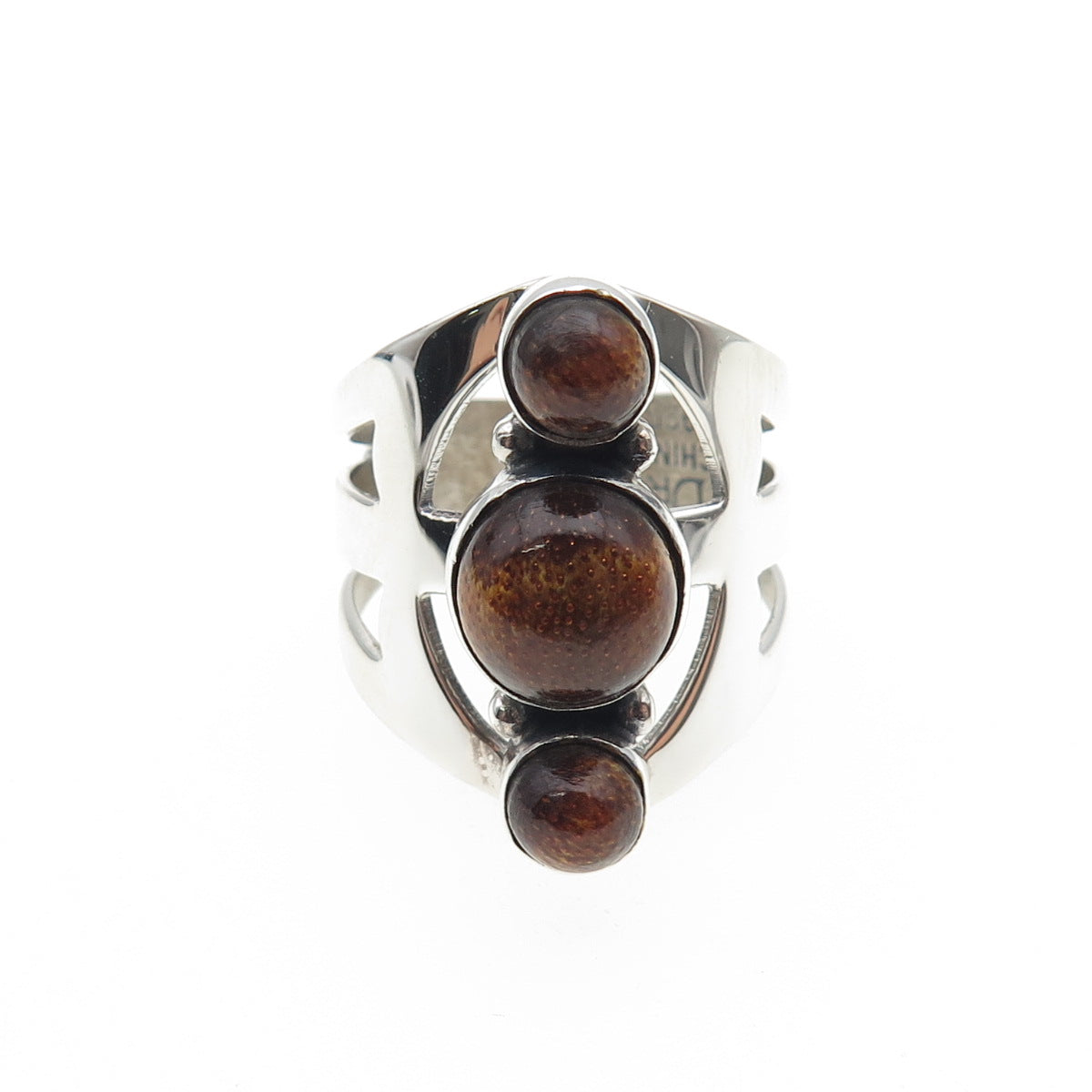 Jay King Desert Rose 925 Sterling Silver Vintage Real Amber Ring Size 7.75