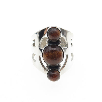Jay King Desert Rose 925 Sterling Silver Vintage Real Amber Ring Size 7.75