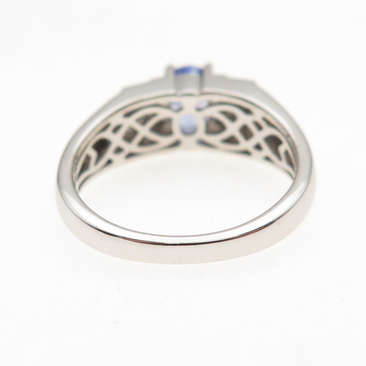 925 Sterling Silver Real Tanzanite & White Topaz Ring Size 8