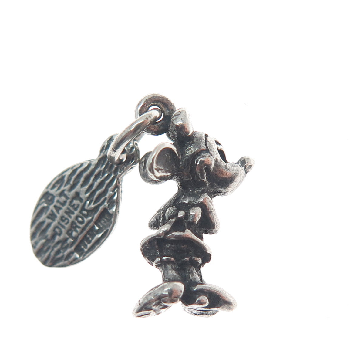 WALT DISNEY 925 Sterling Silver Vintage Minnie Mouse Minimalist 3D Charm Pendant