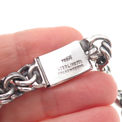 Trejo 925 Sterling Silver Vintage Mexico Oxidized Bismark Link Bracelet 7"