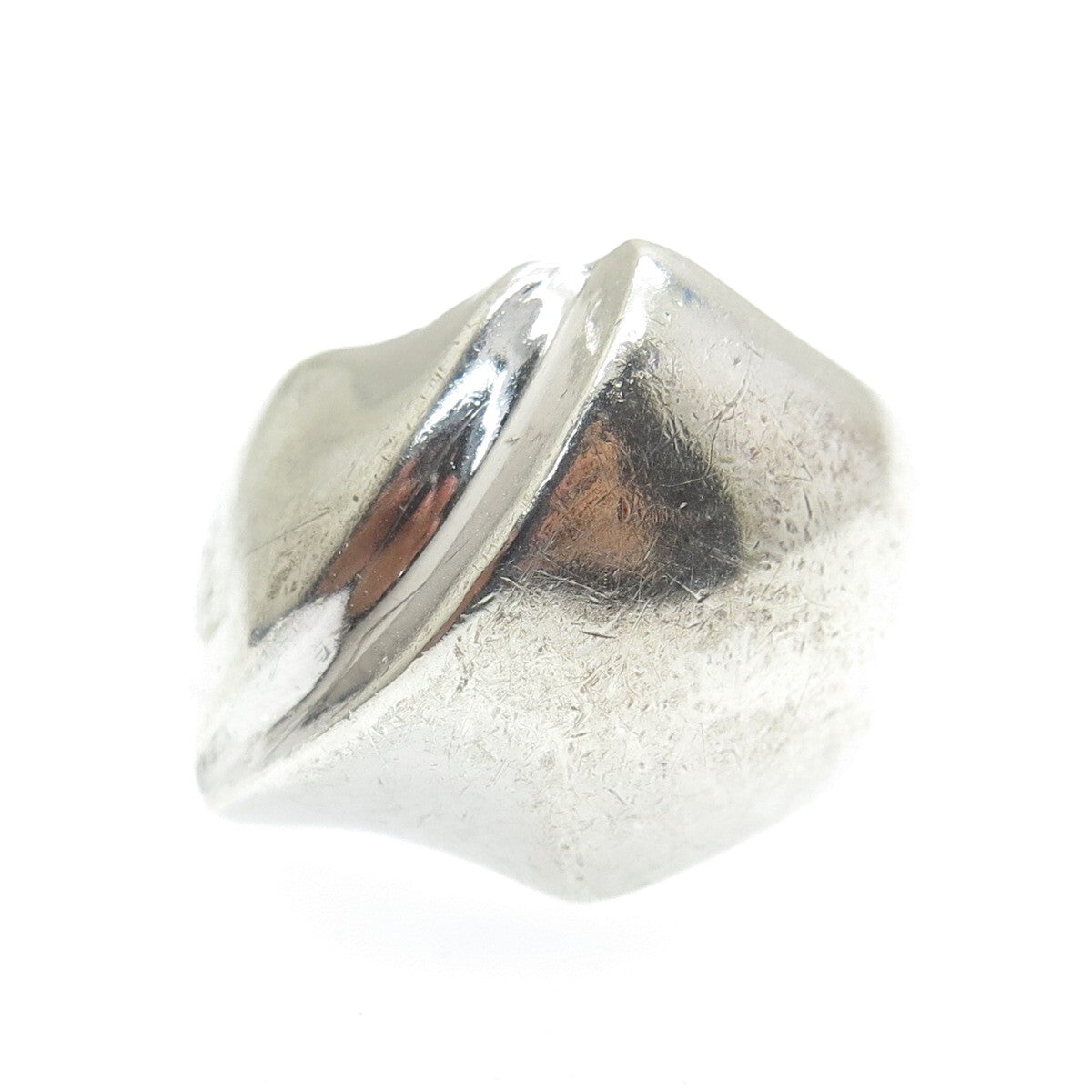 925 Sterling Silver Vintage Italy Modernist Dome Ring Size 8.75