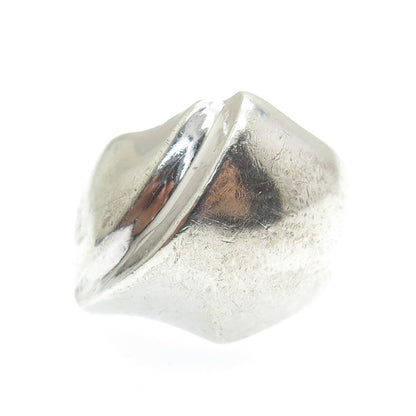 925 Sterling Silver Vintage Italy Modernist Dome Ring Size 8.75