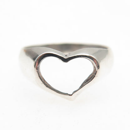 Chapal Zenray 925 Sterling Silver Vintage Open Heart Ring Size 7.25