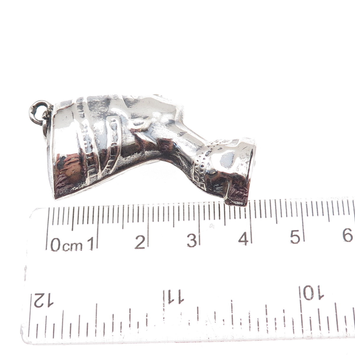 800 Silver Vintage Egypt Queen Nefertiti Oxidized 3D Pendant