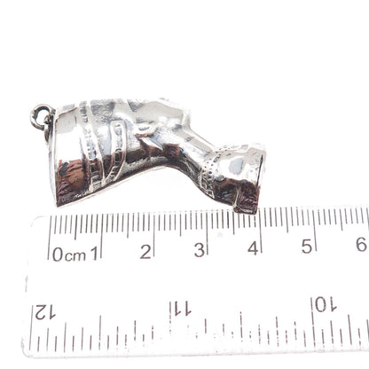 800 Silver Vintage Egypt Queen Nefertiti Oxidized 3D Pendant