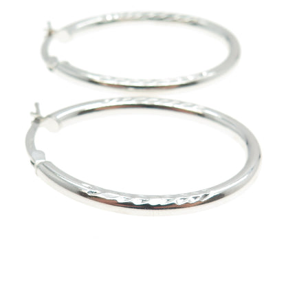 925 Sterling Silver Engraved Hinged Hoop Earrings