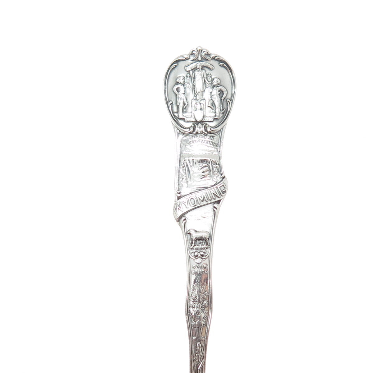 WATSON 925 Sterling Silver Antique Art Deco Wyoming States & Cities Coffee Spoon