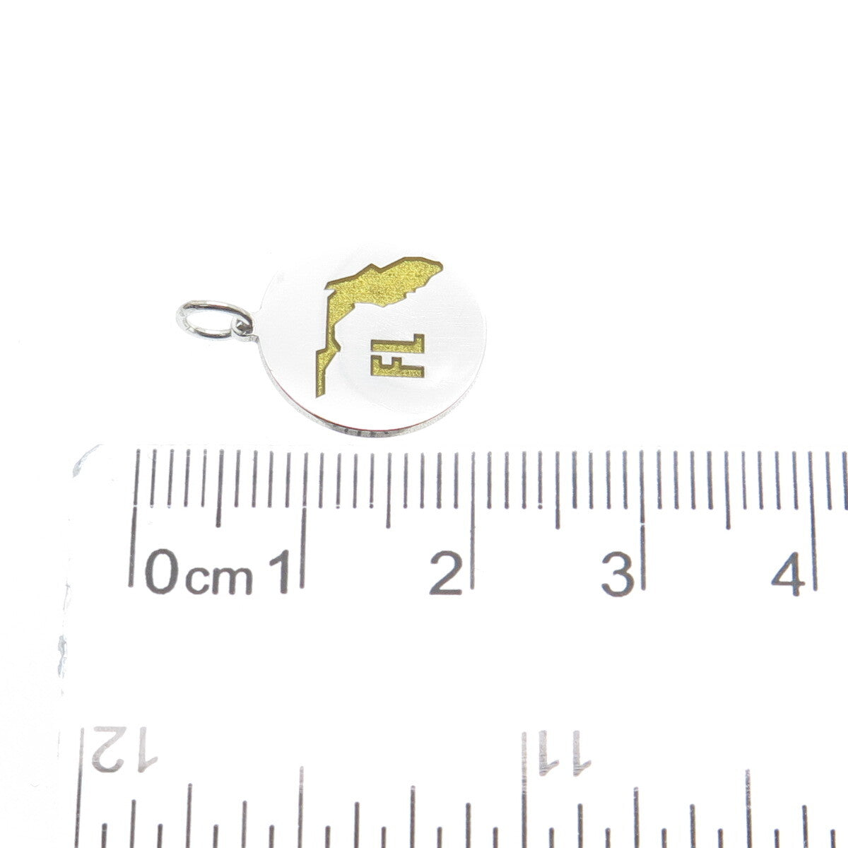 925 Sterling Silver Yellow Enamel Florida State Map Minimalist Charm Pendant