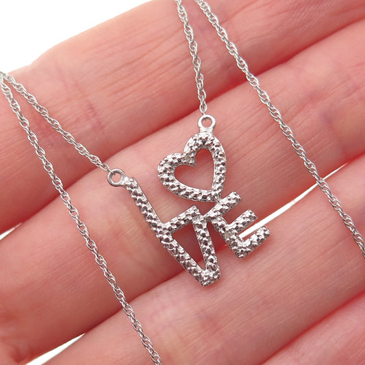 Sun 925 Sterling Silver Italy Real Diamond Accent Love Cable Chain Necklace 18"