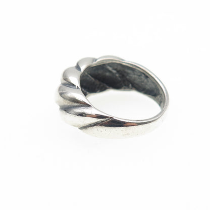 CELLINI 925 Sterling Silver Vintage Modernist Ribbed Oxidized Ring Size 5.25