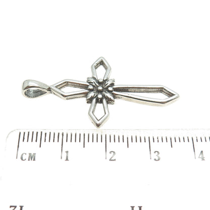 SUNWEST 925 Sterling Silver Vintage Cross Floral Pendant