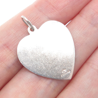 CROWN 925 Sterling Silver Vintage Sweet 16 Heart Charm Pendant