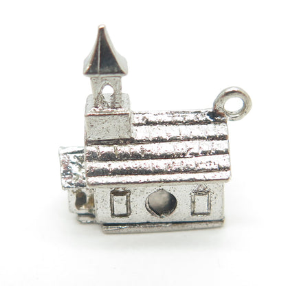 J.M. FISHER 925 Sterling Silver Antique Art Deco Chapel 3D Charm Pendant