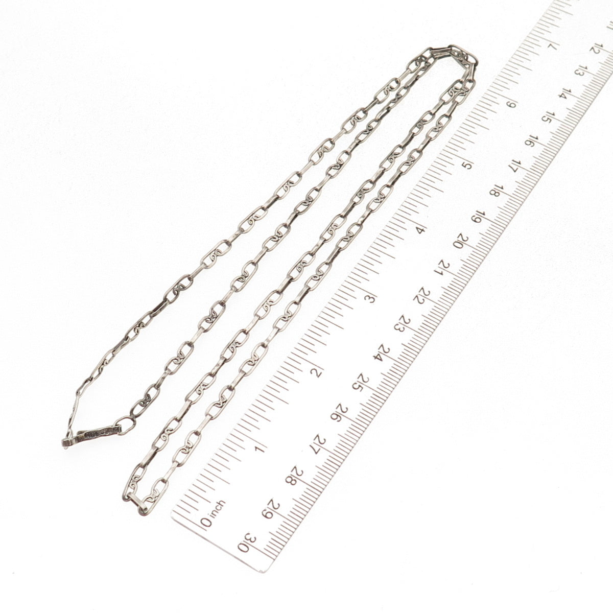 925 Sterling Silver Vintage Mexico Heart Paperclip Chain Necklace 26"